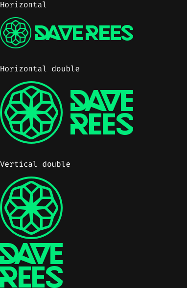 Logo with copy line 'Dave Rees' in different orientations